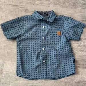 Stylish Kids Blue Geometric Button-Down Shirt